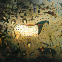 Schimmelpferd von Peche Merle  (40 x 100cm 1998)